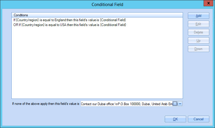 Conditional field window