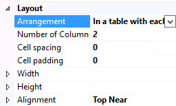 In a table with each field and each label in separate cells - properties