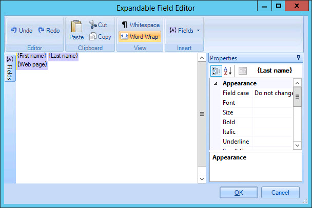 Expandable field editor